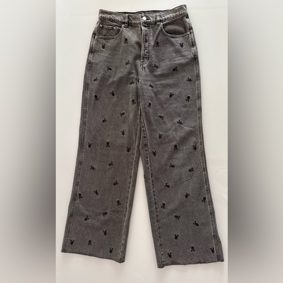PLAYBOY Denim - Pacsun Jeans X Playboy - Women’s Size 29 - Grey w/ Black Playboy Bunny Pattern
